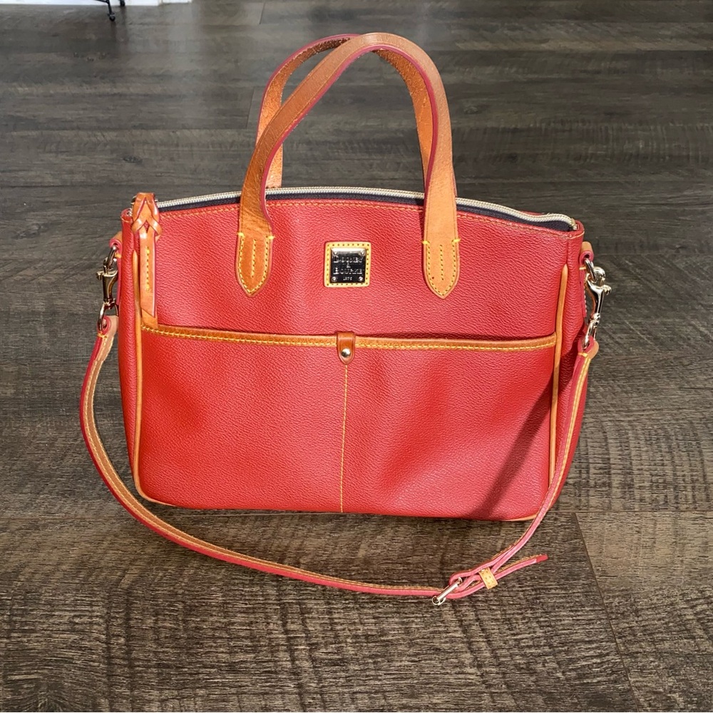 Dooney & Bourke Pebble Grain Small Daniela Satchel Red Purse Classic Leather
